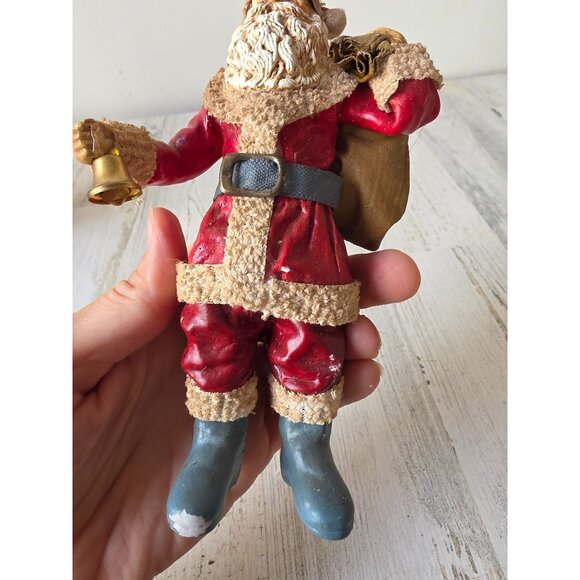 Vintage Santa paper mache bag Bell figurine Xmas decor - Picture 7 of 9